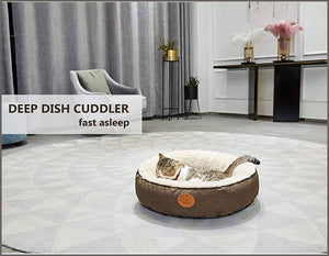 HACHIKITTY Washable Cat Warming Bed Round, Cat Beds Indoor Cats Medium, - 