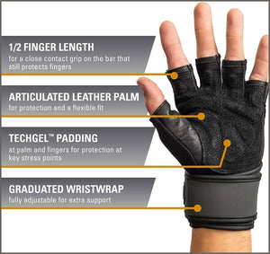 Harbinger Training Grip Wristwrap Weightlifting Gloves - 