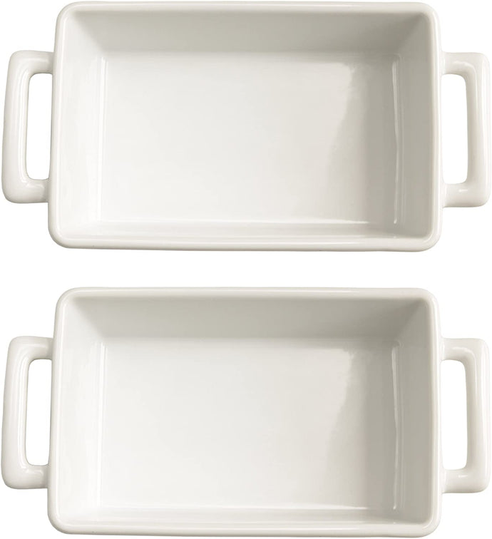 HIC Harold Import Co White Porcelain 8.5 x 5.5 Inch Individual Lasagna Pan, Set - 