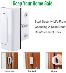 Home Security Door Lock, Childproof Door Reinforcement Lock with 3" White-2 Pack - 