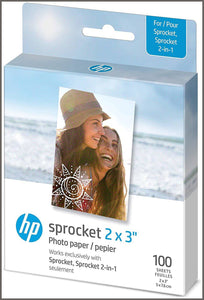 HP Sprocket 2x3" Premium Zink Sticky Back Photo Paper (100 Sheets) Compatible with HP Sprocket Photo Printers - 