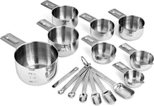 Load image into Gallery viewer, Hudson Essentials Stainless Steel Measuring Cups and Spoons Set (15 Piece Set) - 
