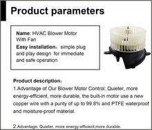 Load image into Gallery viewer, HVAC Blower Motor Assembly 700189 2028209342 Heater Blower Motor with Fan Cage - 
