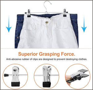 IEOKE Pant Hangers, Skirt Hangers Clips Metal Trouser Clip Hangers Heavy Duty Ultra Thin Space Saving (30pack) - 