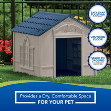 Load image into Gallery viewer, Indoor &amp; Outdoor Dog House for Medium and Large Breed Suncast Tan/Blue - 
