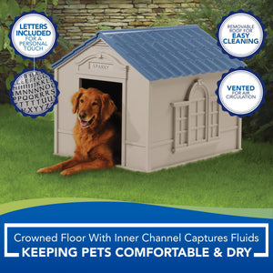 Indoor & Outdoor Dog House for Medium and Large Breed Suncast Tan/Blue - 