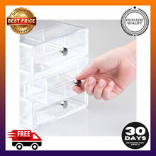 Load image into Gallery viewer, InterDesign Clarity Stackable 3-Drawer Organizer for Glasses Clear - 
