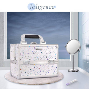 Joligrace Makeup Box Cosmetic Train Case Jewelry Organizer Lockable with Keys - 