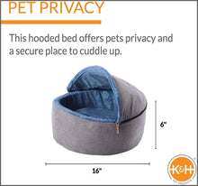 Load image into Gallery viewer, K&amp;H Pet Products Self-Warming Kitty Bed Hooded Pet Bed for Cats or Dogs Blue/Gray Small 16 Inches - 
