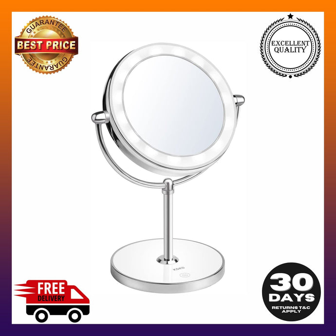 KDKD Lighted Makeup Mirror 1X 7X Magnification Double Sided Round Shape Cordless - 
