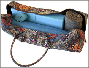 Kindfolk Yoga Mat Duffle Bag Patterned Canvas with Pocket and Zipper - 