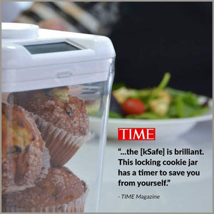 Kitchen Safe: Time Locking Container (White Lid + Clear Base) - 14cm Height - 