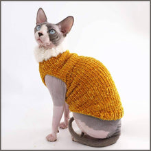 Load image into Gallery viewer, Kitipcoo Sphynx Cat Clothes Winter Warm Faux Fur Sweater Outfit, Fashion high Collar Coat - 
