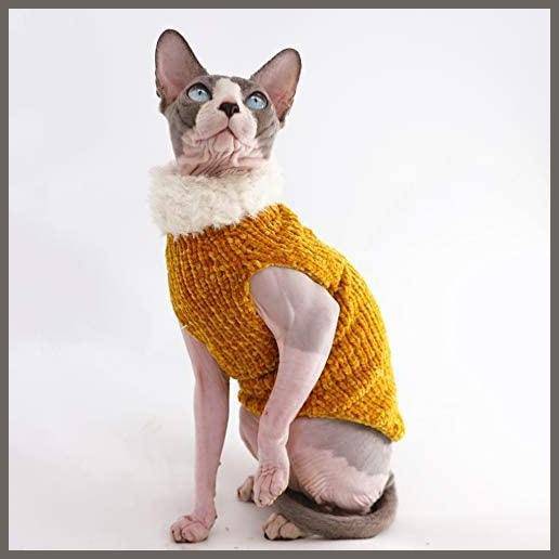 Cat Clothes Winter Warm Faux Fur Sweater Outfit, Fashion high Collar Coat  for Cats and Small Dogs Apparel, Hairless cat Shirts Sweaters 
