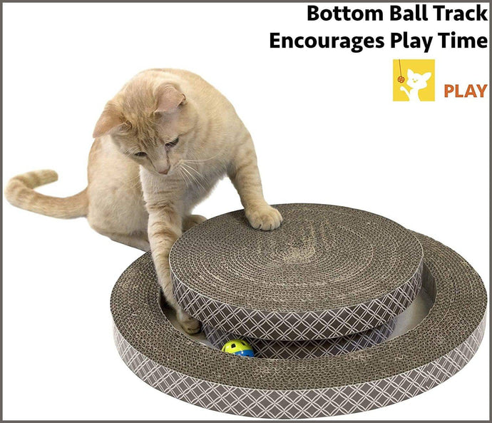 Kitty City Interactive Ball Track Cat Toy - 2 Levels of Interactive Play, Cat Scratching Toy - 