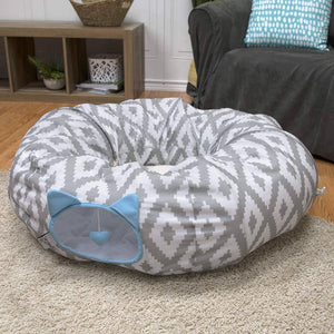Kitty City Large 12" Multifunction Cat Tunnel and with Central Mat for Cat Toy - 