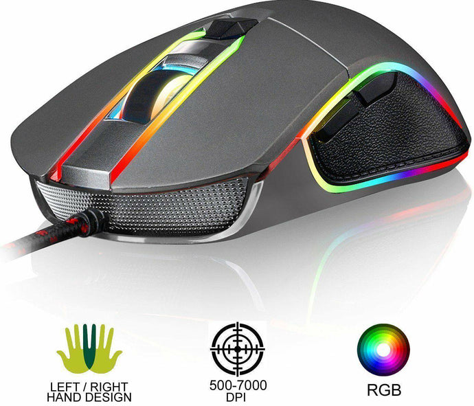 KLIM™ AIM Chroma RGB Gaming Mouse PC PS4 Wired USB Programmable Button - 