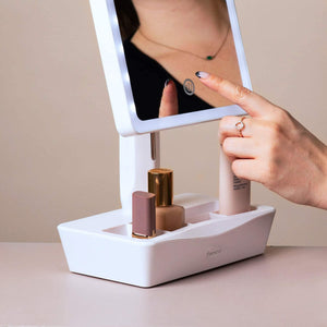 LED Lighted Large Vanity Makeup Mirror with 10X Magnifying Mirror Dimmable - 