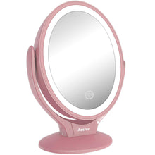 Load image into Gallery viewer, LED Lighted Makeup Vanity Mirror Rechargeable1x/7x Magnification Rose Gold - 
