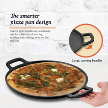 Load image into Gallery viewer, Legend Cast Iron Pizza Pan | 14” Steel Pizza Cooker with Easy Grip Handles - 
