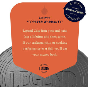 Legend Cast Iron Pizza Pan | 14” Steel Pizza Cooker with Easy Grip Handles - 