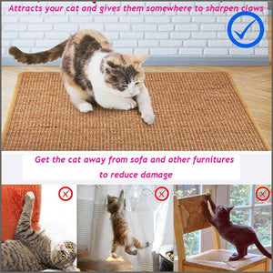 Liyahog Cat Scratcher Mat, Natural Sisal Scratching Pad, Anti-Slip Cat Scratch Rug - 