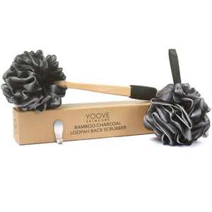 Loofah Back Scrubber with Bamboo Charcoal Loofah Sponge with Long Handle - 