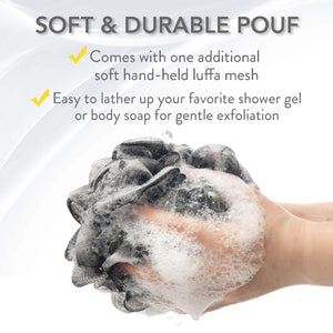 Loofah Back Scrubber with Bamboo Charcoal Loofah Sponge with Long Handle - 