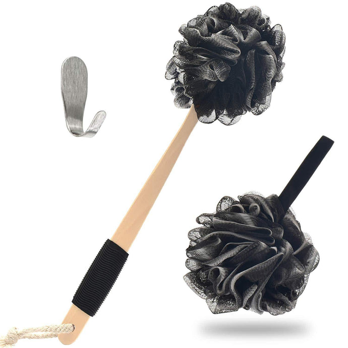 Loofah Back Scrubber with Bamboo Charcoal Loofah Sponge with Long Handle - 