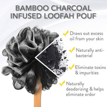 Load image into Gallery viewer, Loofah Back Scrubber with Bamboo Charcoal Loofah Sponge with Long Handle - 
