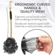 Load image into Gallery viewer, Loofah Back Scrubber with Bamboo Charcoal Loofah Sponge with Long Handle - 
