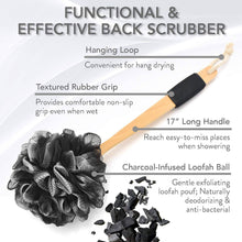 Load image into Gallery viewer, Loofah Back Scrubber with Bamboo Charcoal Loofah Sponge with Long Handle - 
