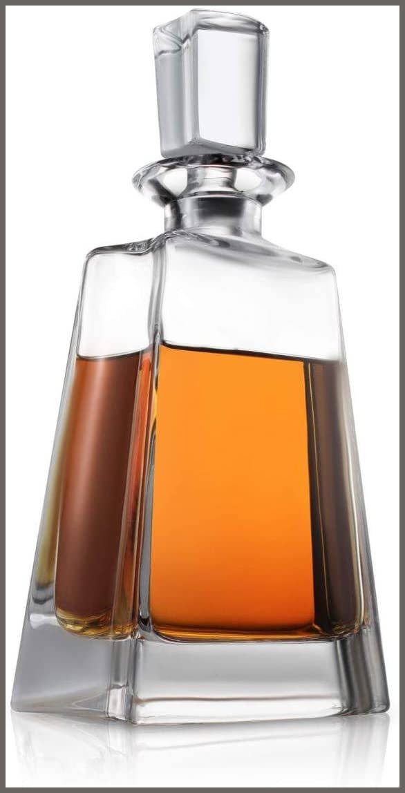 Aurora Whiskey Decanter – 25 oz Crystal Modern Decanter – Non-Lead Small  Liquor Decanter with Stopper – Booze Decanter for Whiskey, Bourbon, Brandy