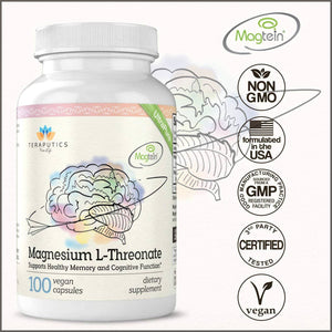 Magnesium L Threonate (Magtein) - 100 Vegan Capsules - 