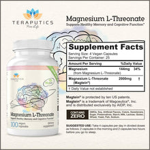 Load image into Gallery viewer, Magnesium L Threonate (Magtein) - 100 Vegan Capsules - 
