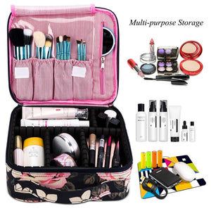 Makeup Bag Travel Cosmetic Bag for Women Nylon Cute Makeup Case Large Dark Blue - 