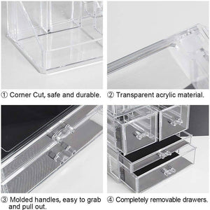 Makeup Organizer 3 Pieces Acrylic Cosmetic Storage Drawers and Jewelry Display - 