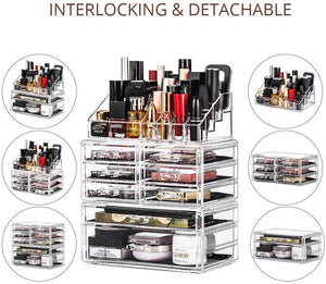 Makeup Organizer Acrylic Cosmetic Storage Drawers and Jewelry Display Box 3 Set - 