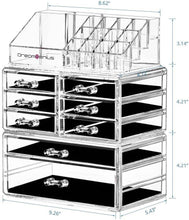 Load image into Gallery viewer, Makeup Organizer Acrylic Cosmetic Storage Drawers and Jewelry Display Box 3 Set - 
