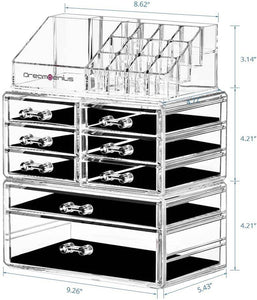 Makeup Organizer Acrylic Cosmetic Storage Drawers and Jewelry Display Box 3 Set - 