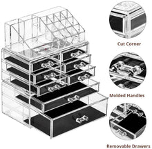 Load image into Gallery viewer, Makeup Organizer Acrylic Cosmetic Storage Drawers and Jewelry Display Box 3 Set - 
