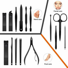 Load image into Gallery viewer, Manicure Pedicure  Nail Clipper 15in1 Stainless Steel Premium black - 
