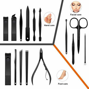 Manicure Pedicure  Nail Clipper 15in1 Stainless Steel Premium black - 