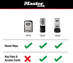Master Lock Light Up Wall Mount Key Safe, Silver, 6 Key Capacity (5425D) - 