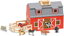 Load image into Gallery viewer, Melissa &amp; Doug 3700 Fold and Go Wooden Barn with 7 Animal Play Figures - 
