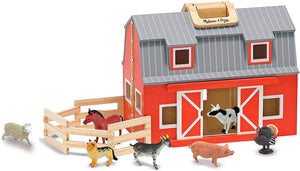 Melissa & Doug 3700 Fold and Go Wooden Barn with 7 Animal Play Figures - 