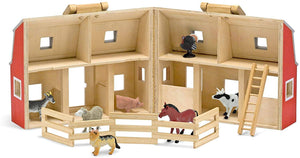 Melissa & Doug 3700 Fold and Go Wooden Barn with 7 Animal Play Figures - 