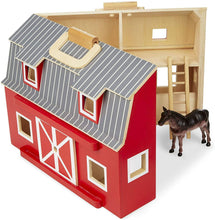 Load image into Gallery viewer, Melissa &amp; Doug 3700 Fold and Go Wooden Barn with 7 Animal Play Figures - 
