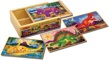 Load image into Gallery viewer, Melissa &amp; Doug Dinosaurs 4-in-1 Wooden Jigsaw Puzzles in a Storage Box 48 pcs - 
