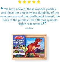 Load image into Gallery viewer, Melissa &amp; Doug Dinosaurs 4-in-1 Wooden Jigsaw Puzzles in a Storage Box 48 pcs - 
